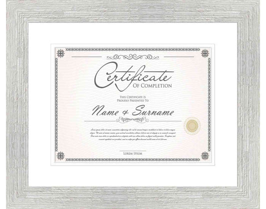 White Washed Frame for Certificates & Diplomas