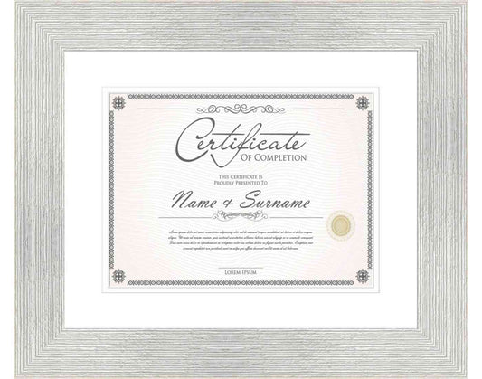 White Washed Frame for Certificates & Diplomas