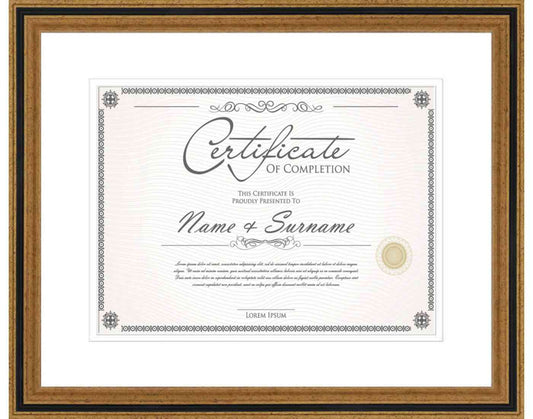 Gold Frame for Certificates & Diplomas