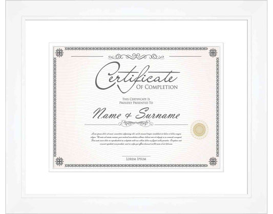 White Frame for Certificates & Diplomas