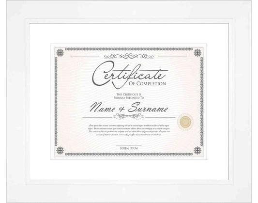 White Frame for Certificates & Diplomas
