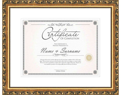 Gold Frame for Certificates & Diplomas