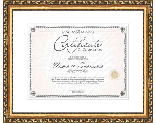 Gold Frame for Certificates & Diplomas