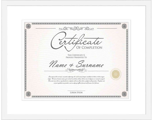White Frame for Certificates & Diplomas
