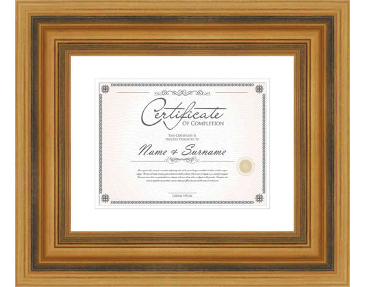 Gold Frame for Certificates & Diplomas