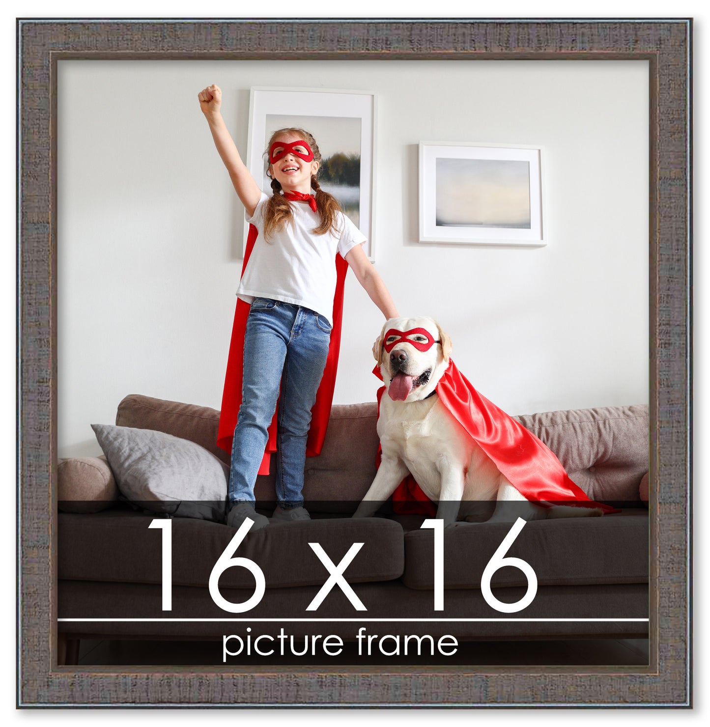 Distressed/Aged Pewter Wood Picture Frame