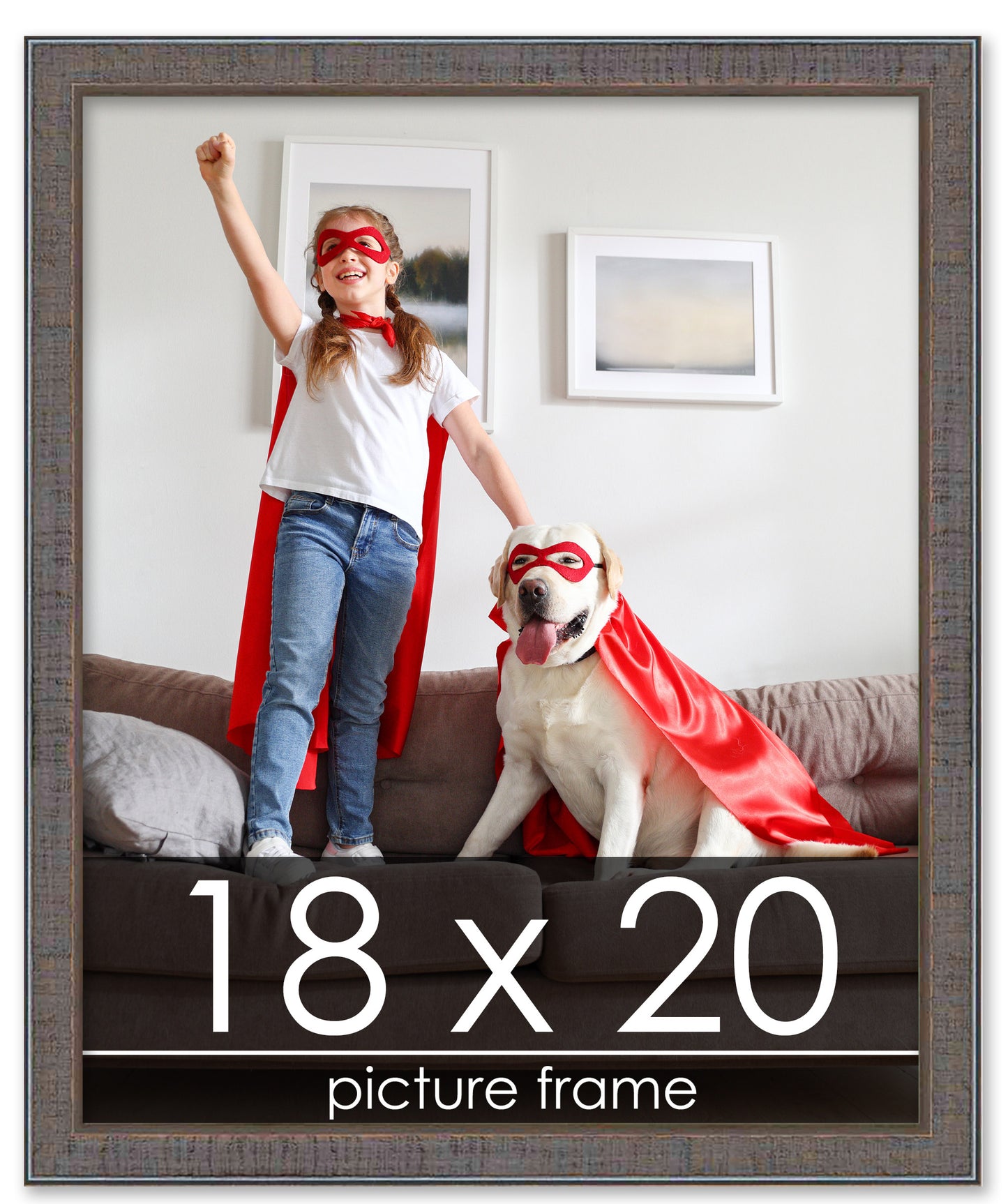 Distressed/Aged Pewter Wood Picture Frame