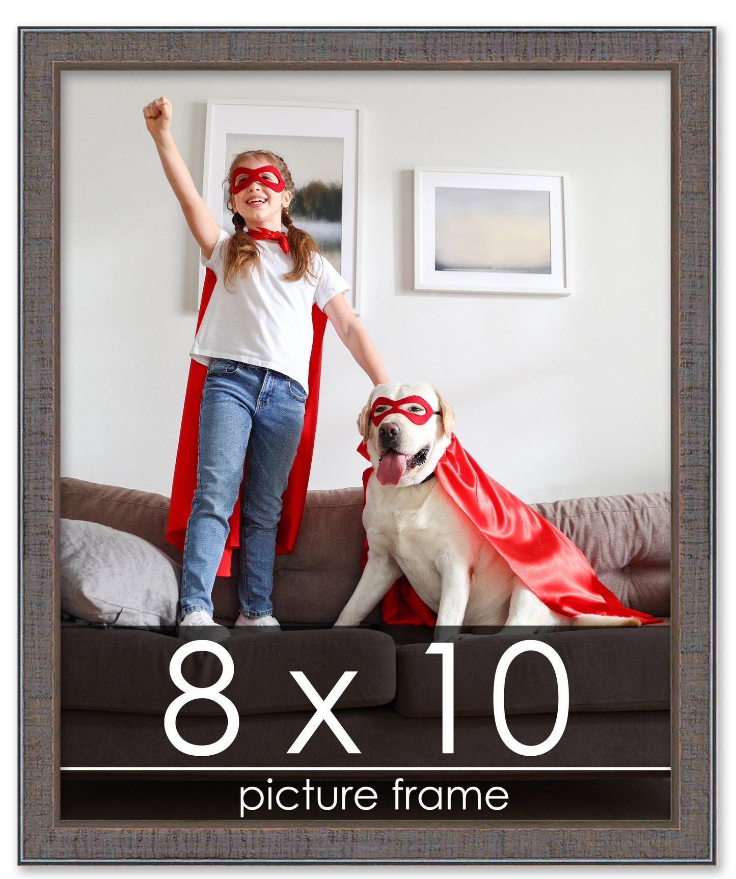 Distressed/Aged Pewter Wood Picture Frame