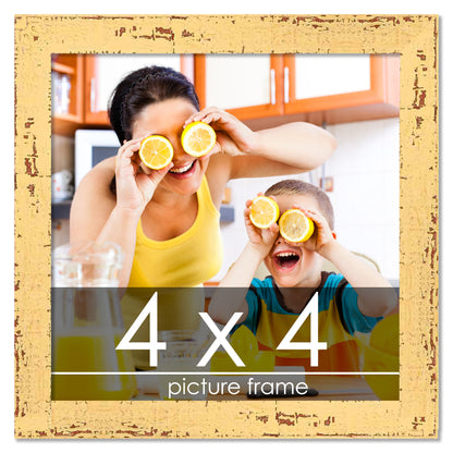 Shabby Chic Yellow Wood Picture Frame