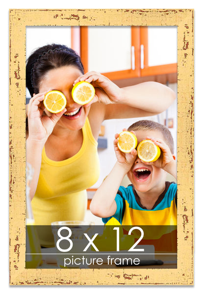 Shabby Chic Yellow Wood Picture Frame
