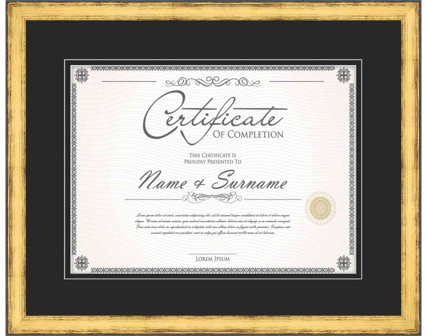 Gold Frame for Certificates & Diplomas