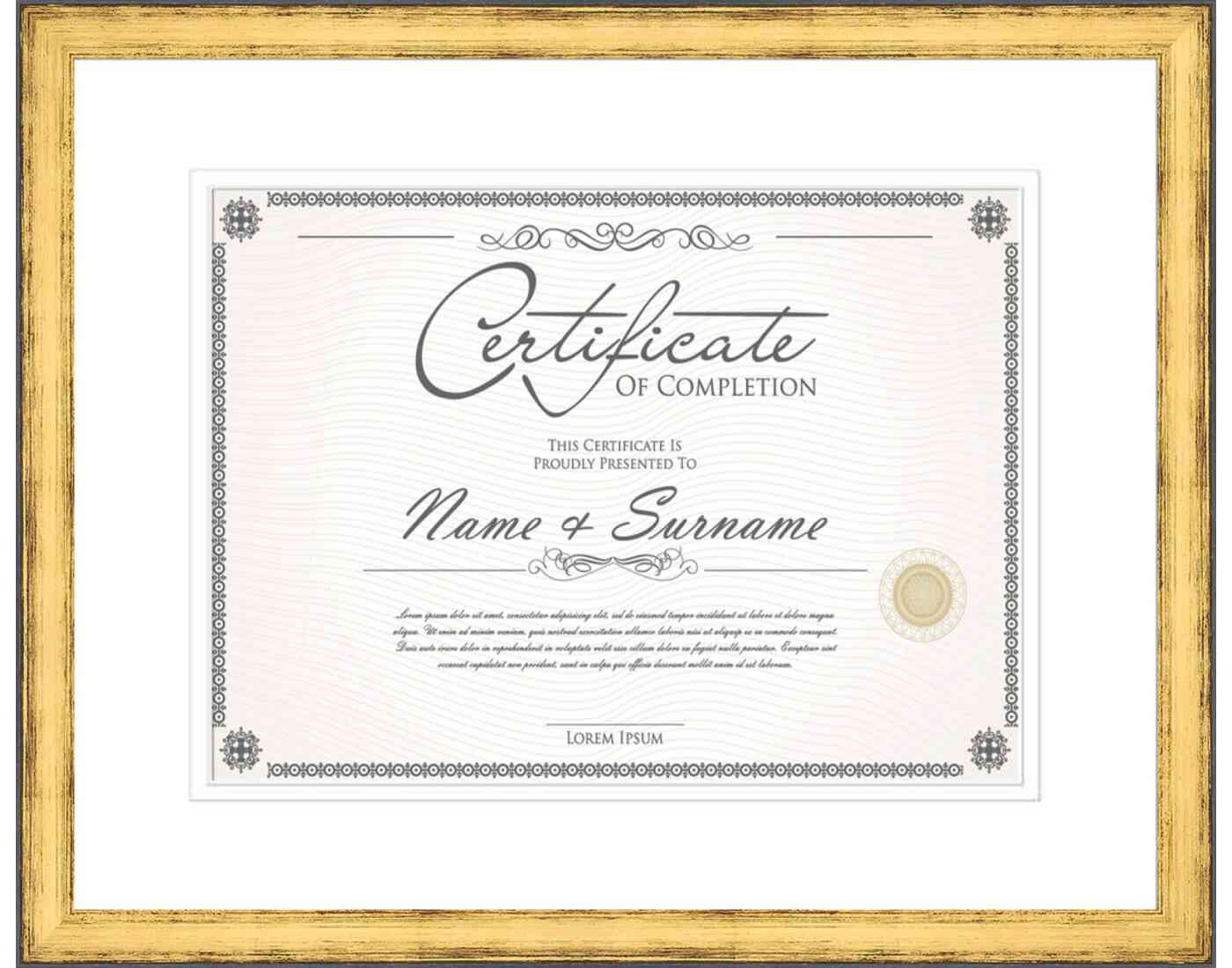 Gold Frame for Certificates & Diplomas