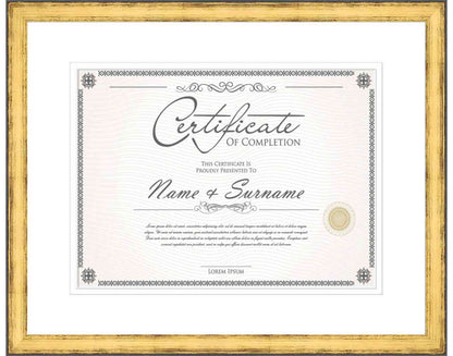 Gold Frame for Certificates & Diplomas