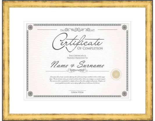 Gold Frame for Certificates & Diplomas