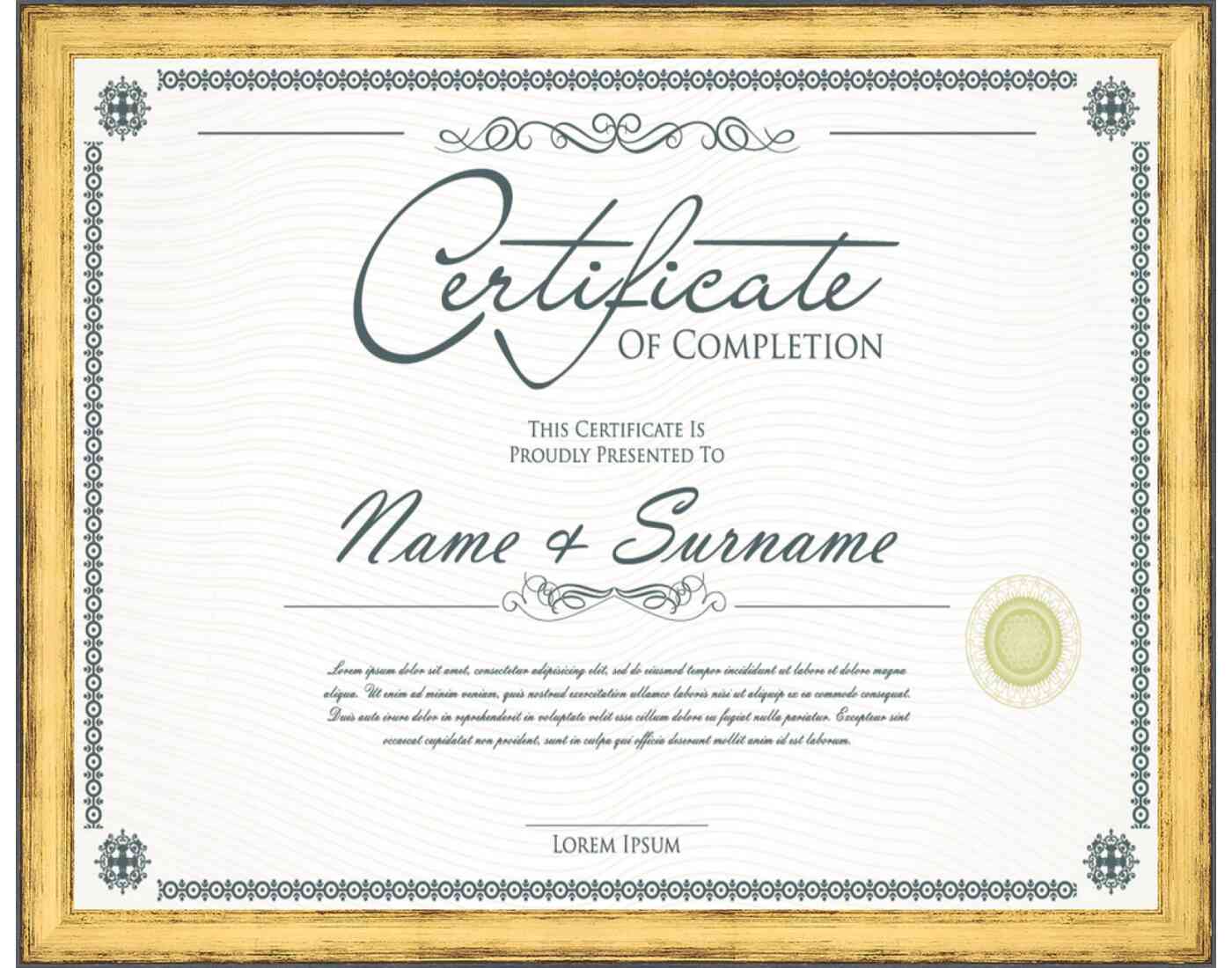 Gold Frame for Certificates & Diplomas
