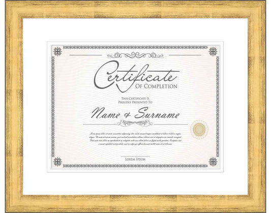 Gold Frame for Certificates & Diplomas