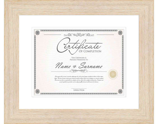 white washed Frame for Certificates & Diplomas