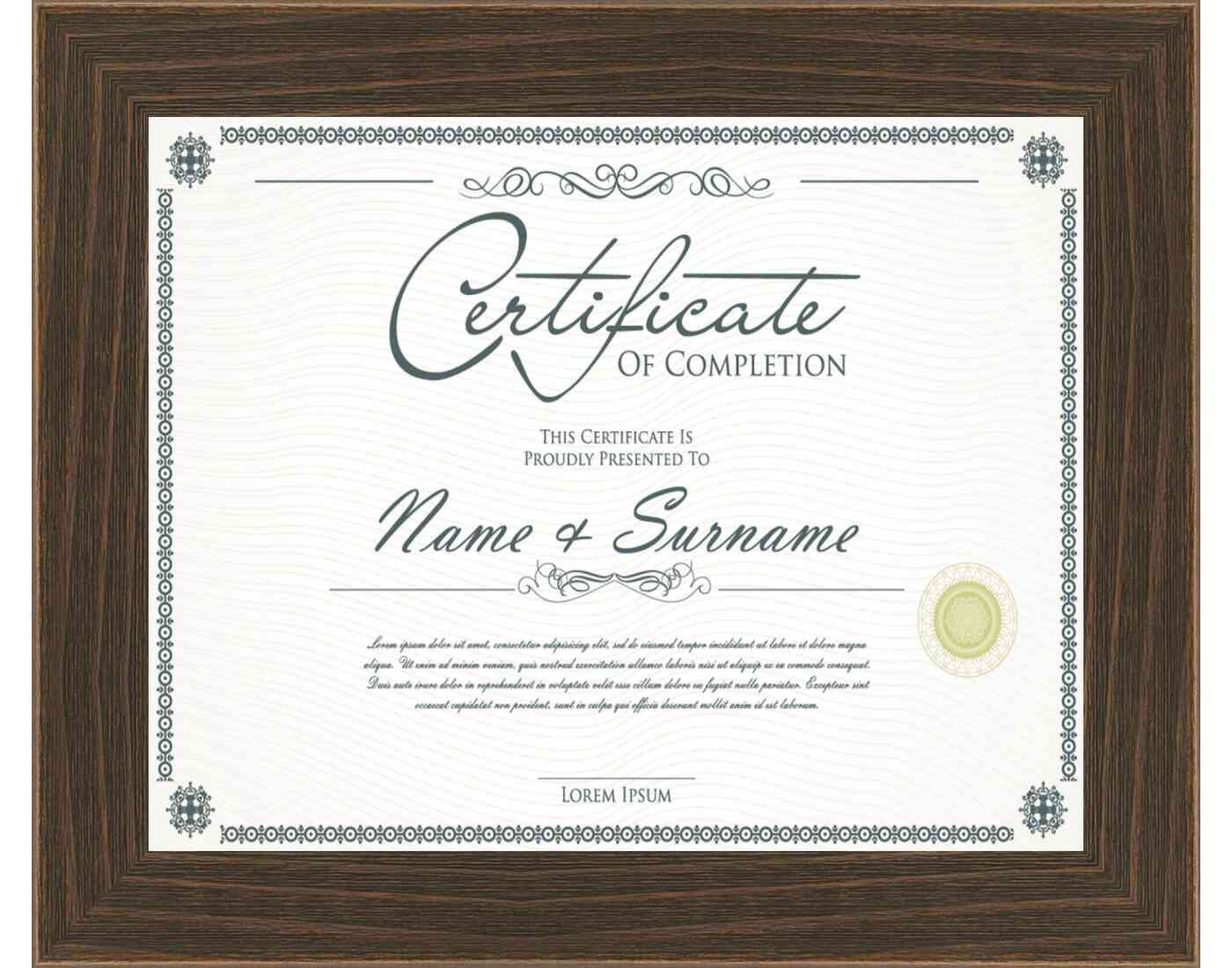walnut Frame for Certificates & Diplomas
