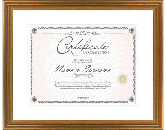 gold Frame for Certificates & Diplomas