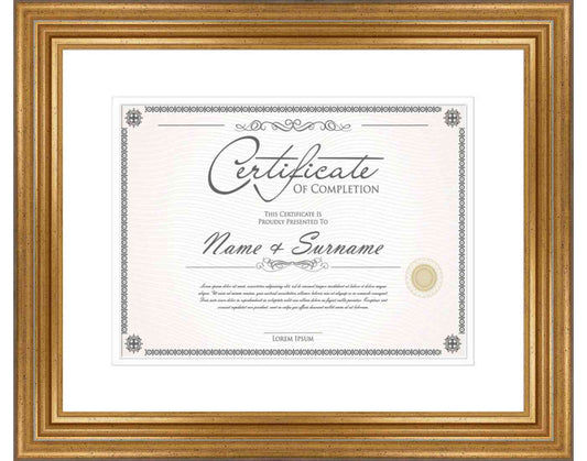 gold Frame for Certificates & Diplomas