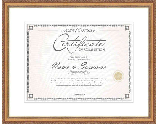 antique gold Frame for Certificates & Diplomas