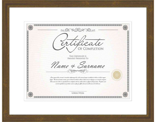 antique gold Frame for Certificates & Diplomas