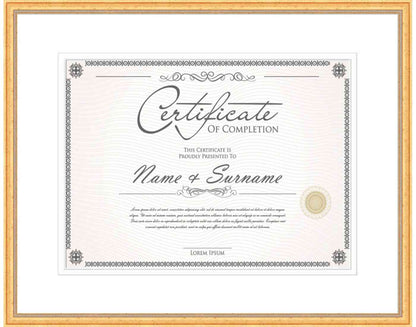 gold Frame for Certificates & Diplomas