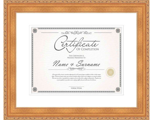 antique gold Frame for Certificates & Diplomas