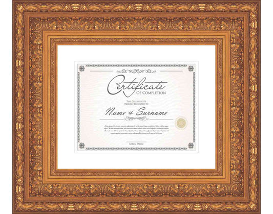 antique gold Frame for Certificates & Diplomas