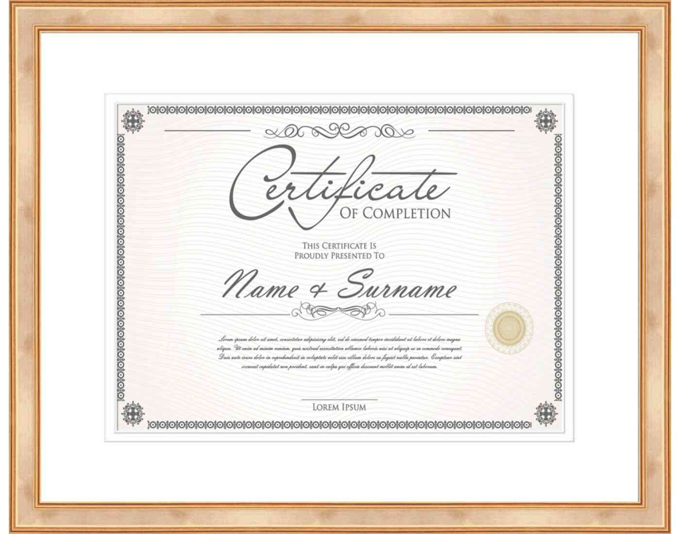 antique gold Frame for Certificates & Diplomas