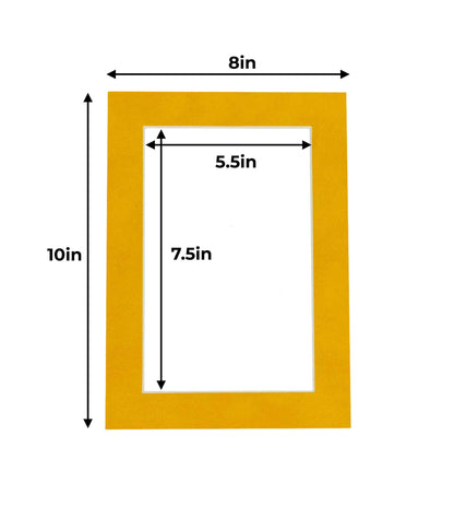 Pack of 10 Bright Yellow Precut Acid-Free Matboards