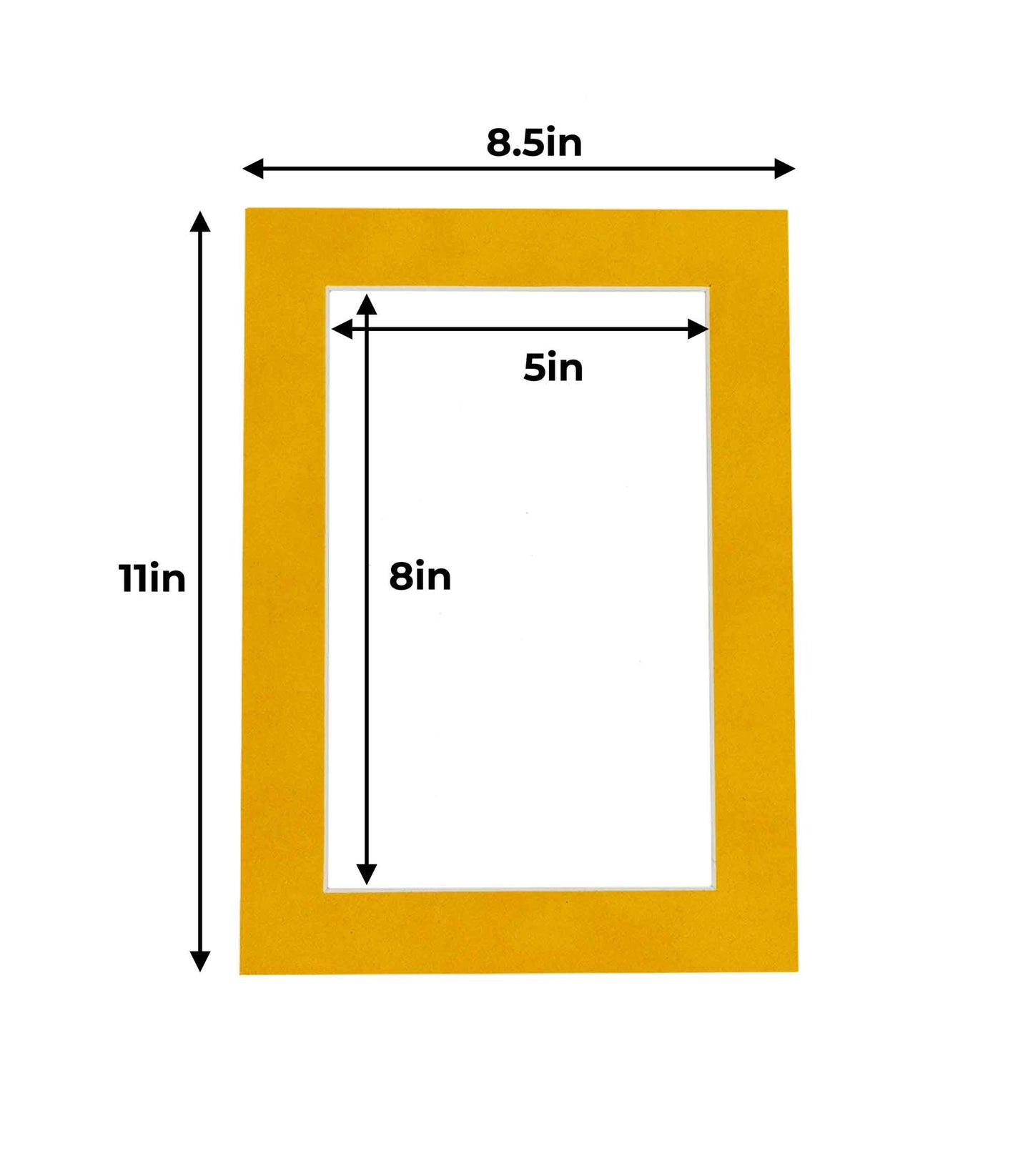 Pack of 25 Bright Yellow Precut Acid-Free Matboard Set with Clear Bags & Backings