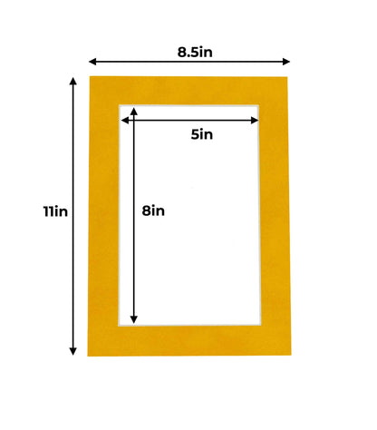 Pack of 25 Bright Yellow Precut Acid-Free Matboard Set with Clear Bags & Backings