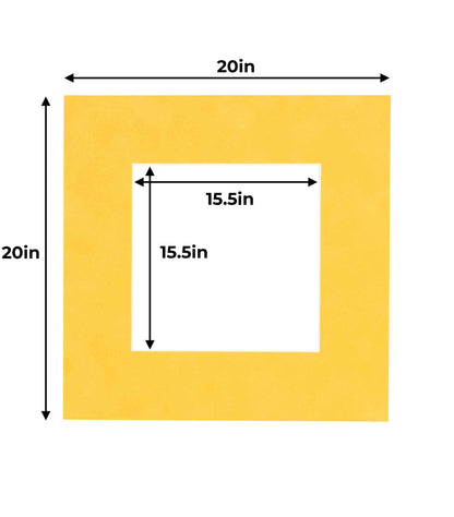 Pack of 25 Bright Yellow Precut Acid-Free Matboard Set with Clear Bags & Backings