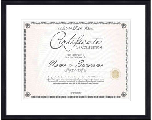 black Frame for Certificates & Diplomas
