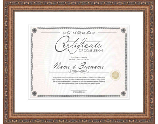 antique gold Frame for Certificates & Diplomas