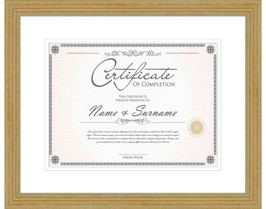 gold Frame for Certificates & Diplomas