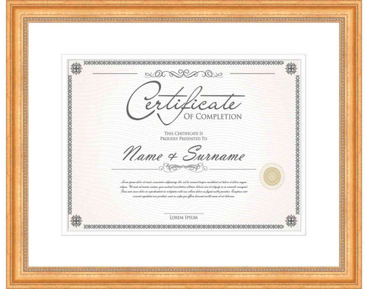 gold Frame for Certificates & Diplomas