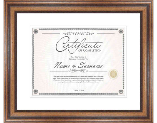 walnut Frame for Certificates & Diplomas