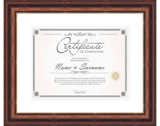 walnut Frame for Certificates & Diplomas