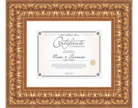 antique gold Frame for Certificates & Diplomas