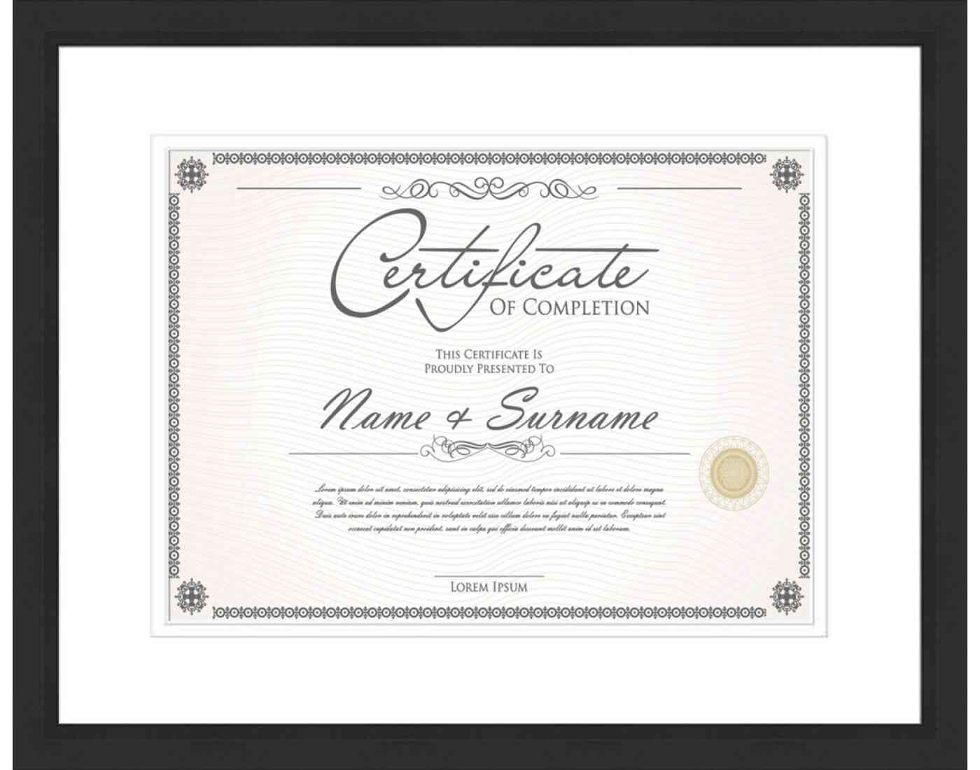black Frame for Certificates & Diplomas
