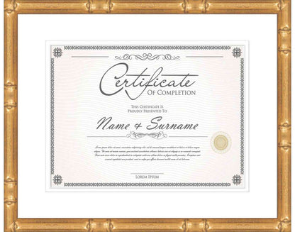 gold Frame for Certificates & Diplomas