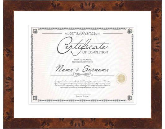 walnut Frame for Certificates & Diplomas