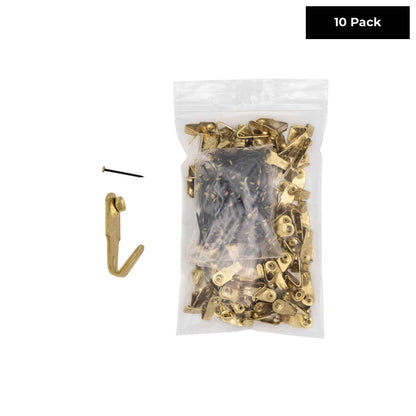 Professional 20 LB Brass Plated Picture Hangers with Hardened Steel Pins