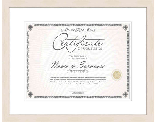 white washed Frame for Certificates & Diplomas
