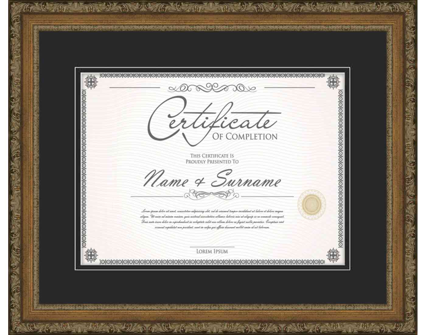antique gold Frame for Certificates & Diplomas