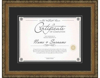 antique gold Frame for Certificates & Diplomas
