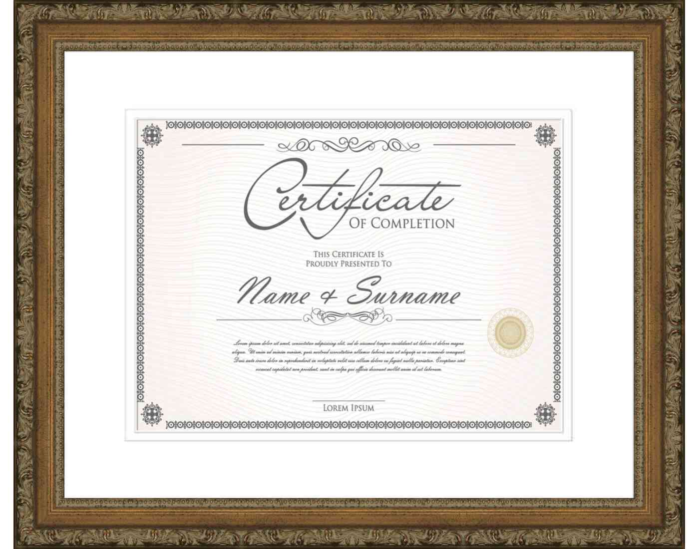 antique gold Frame for Certificates & Diplomas