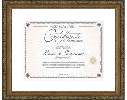 antique gold Frame for Certificates & Diplomas